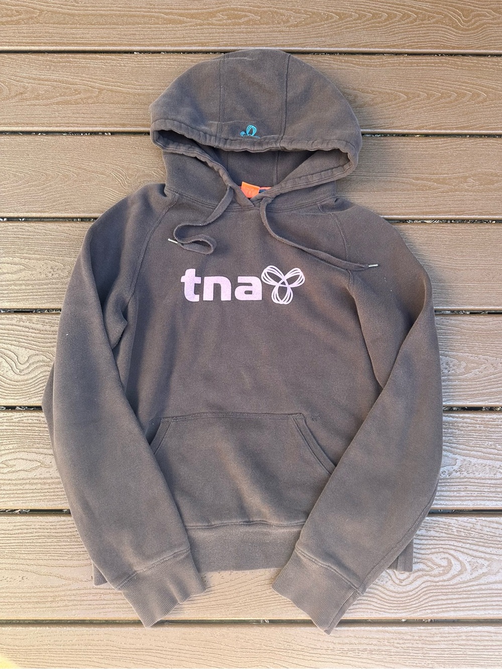 Vintage TNA Aritzia Brown Pullover Hoodie with Pink Logo